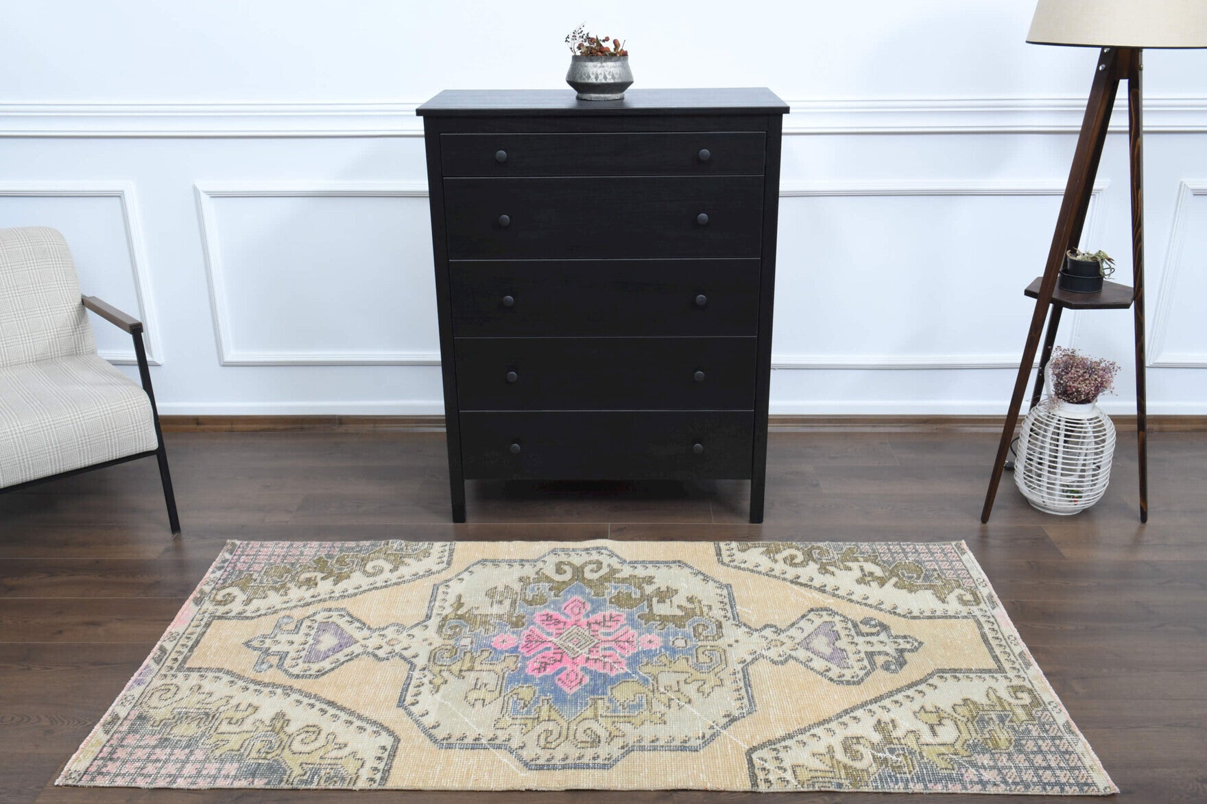 94x199 cm vintage Anatolian area rug – Zerrinihal, low pile, wool