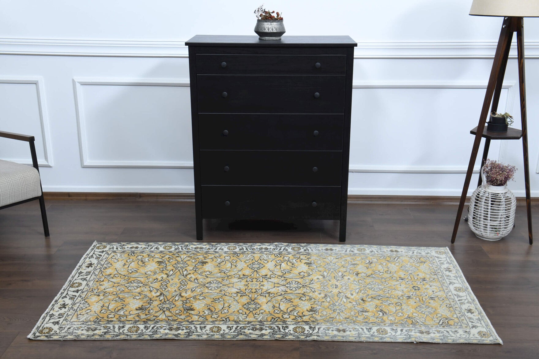 96x200 cm vintage Anatolian area rug – Zephyrothalia, low pile, wool
