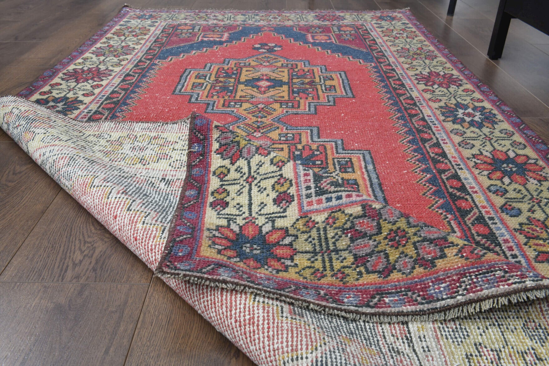 One-of-a-kind 1970s Anatolian vintage area rug in wool, 3'8" x 6'7"