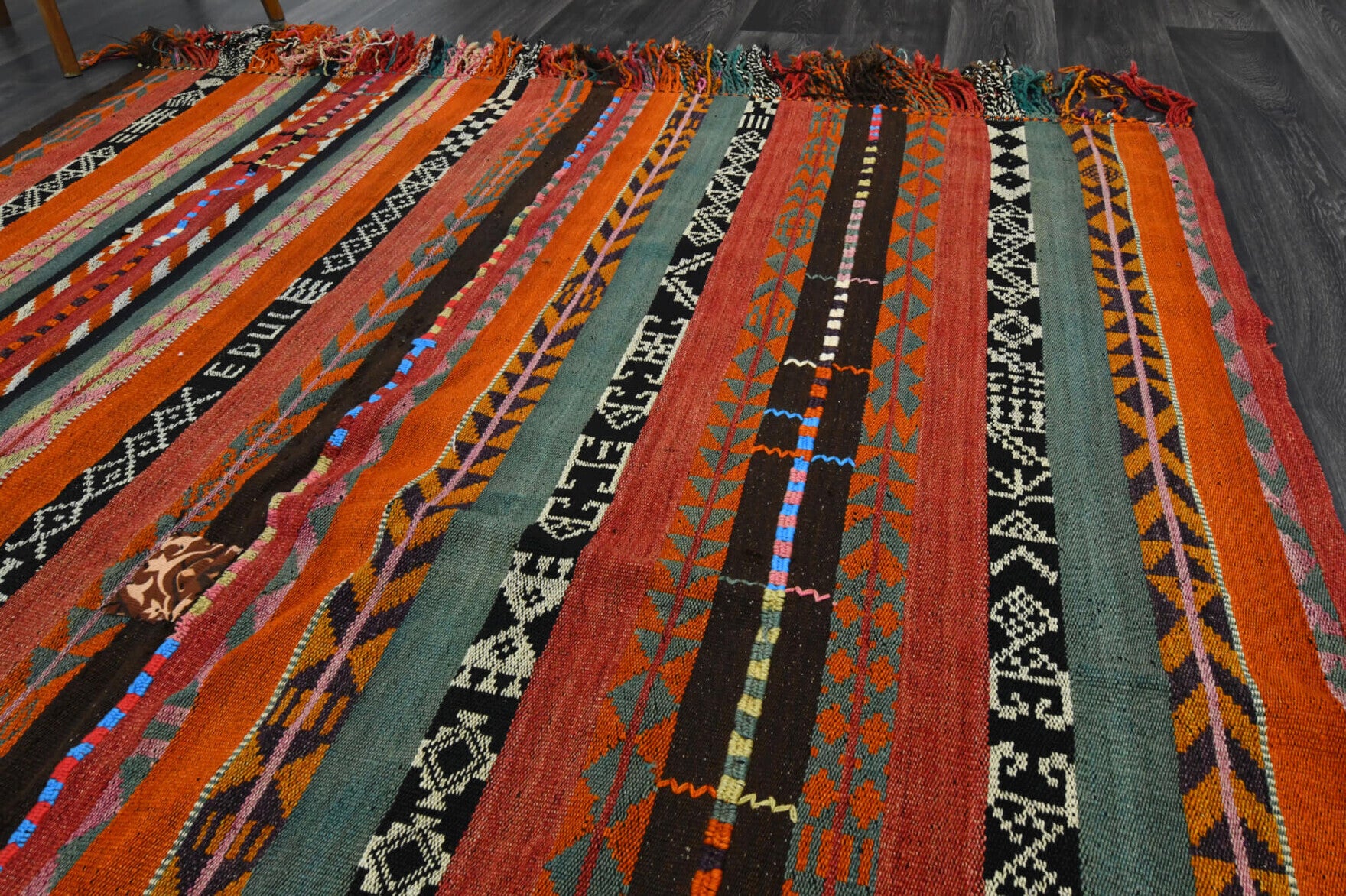 191x220 cm vintage Anatolian kilim rug – Zambaksever, flatweave, wool