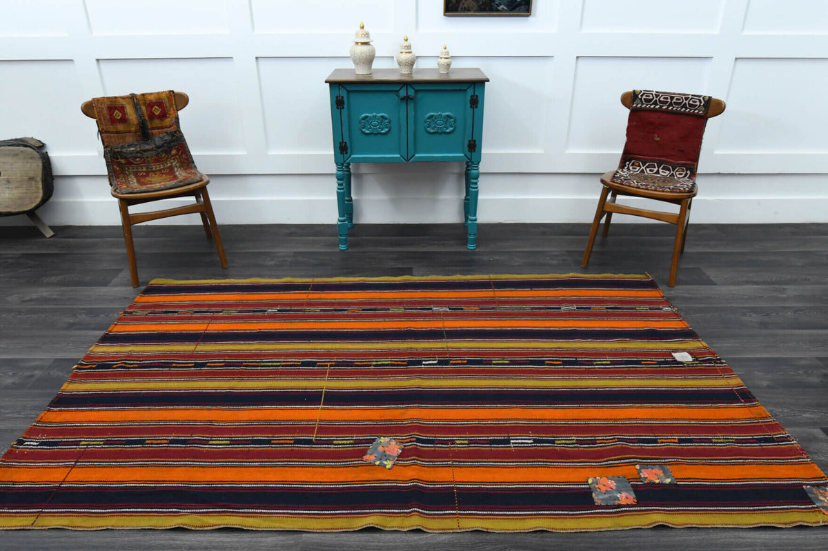 5&prime; x 8&prime; Handmade Vintage Kilim Area Rug