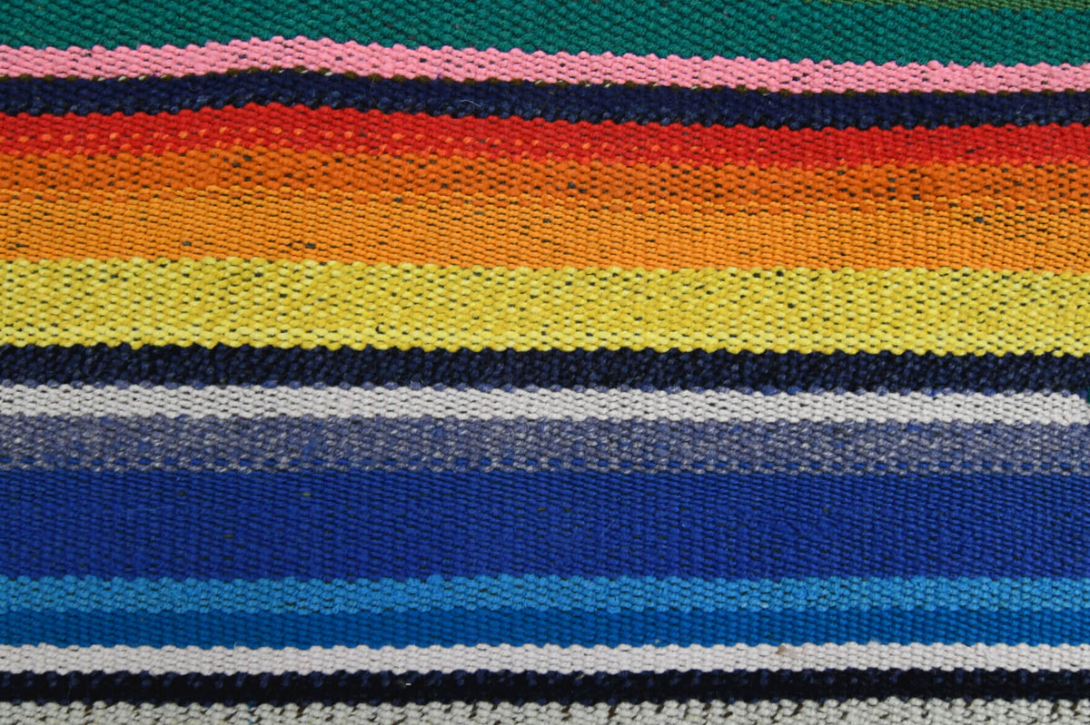 Handwoven flatweave wool kilim from Anatolia, Turkey – Handmade Vintage Striped Kilim 5'4" x 6'8"