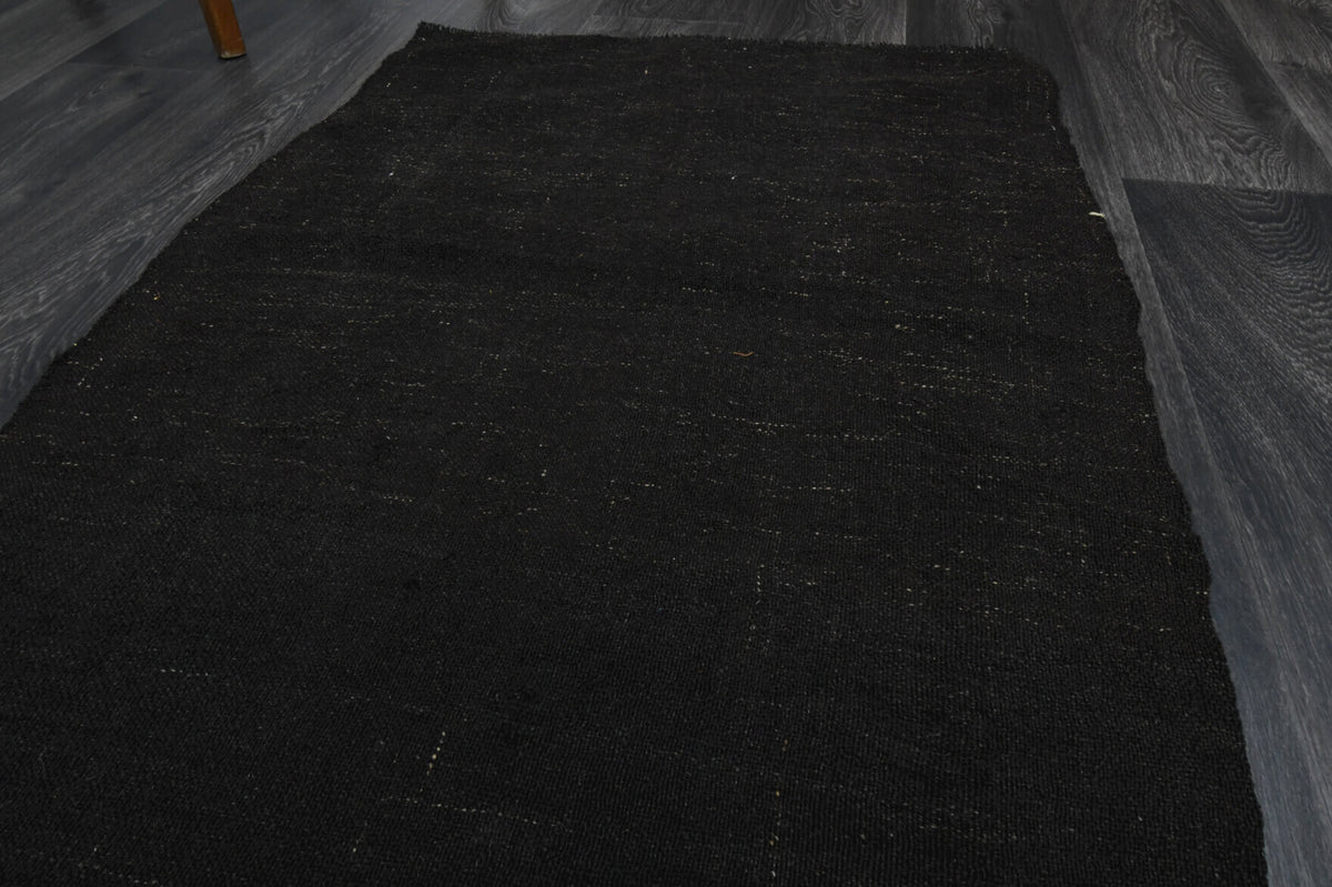 Black Kilim Vintage Runner Rug