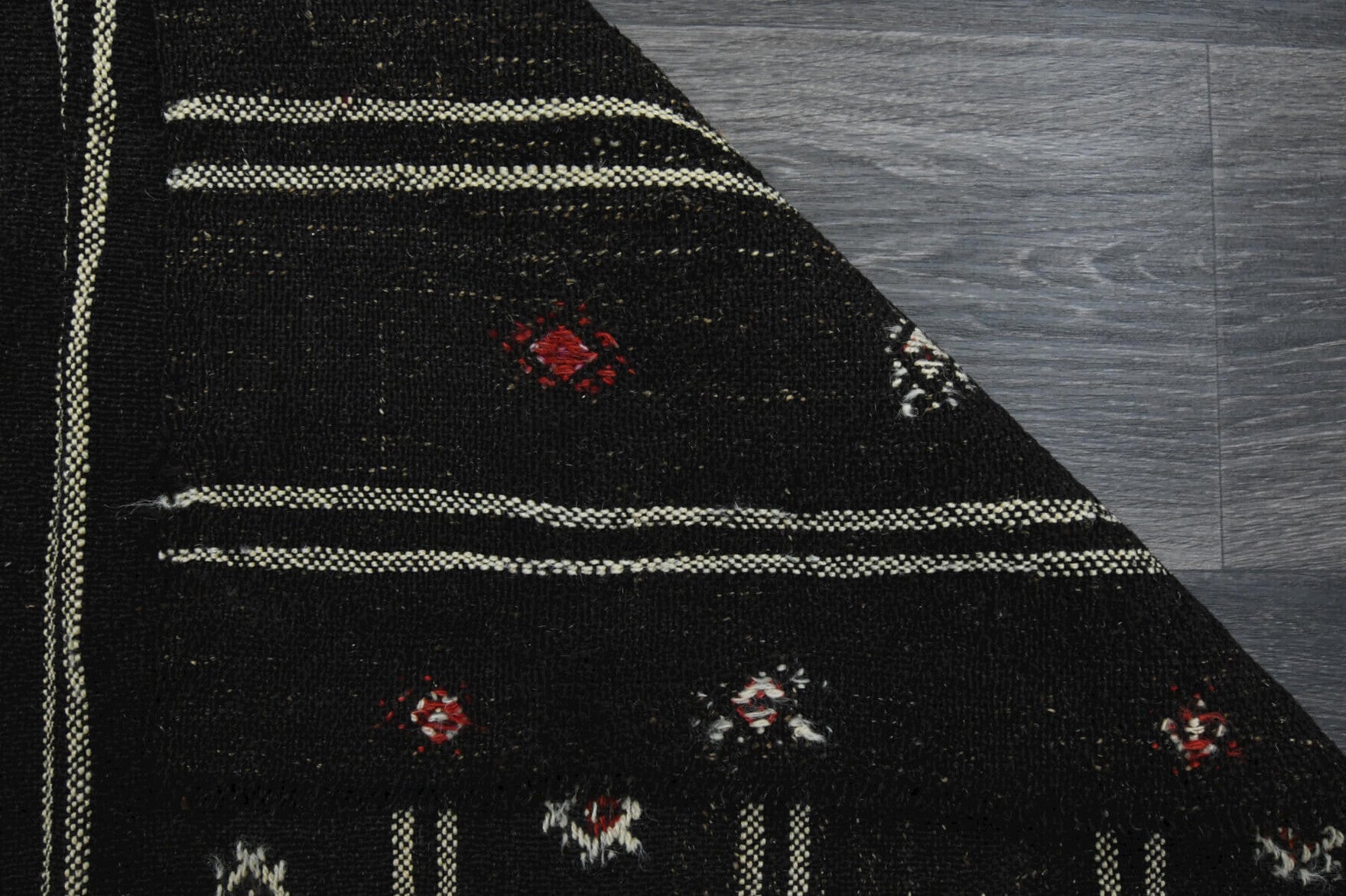 Black Kilim Vintage Runner Rug