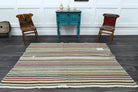 One-of-a-kind 1960s Anatolian vintage kilim rug in wool, 5'4" x 7'8"