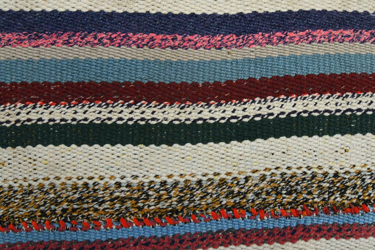 Handwoven flatweave wool runner from Anatolia, Turkey – Striped Runner Handmade Vintage Kilim Rug 2'11" x 6'10"