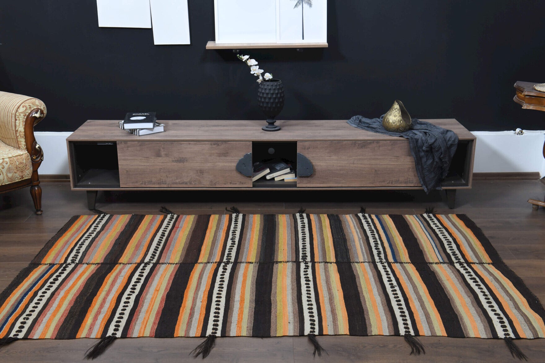 Handwoven flatweave wool kilim from Anatolia, Turkey – Traditional Kilim Handmade Vintage Area Rug 4'8" x 8'