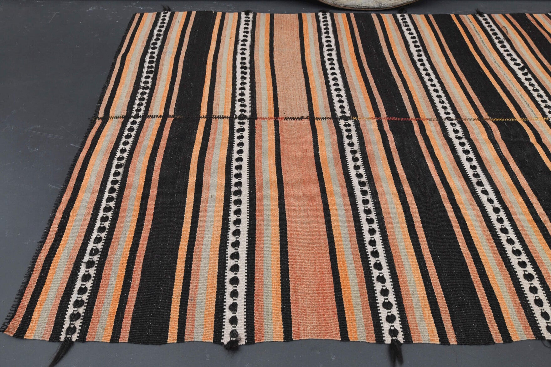 Tubalale Halcyon kilim: 1960s handwoven flatweave Anatolian kilim with oriental motifs