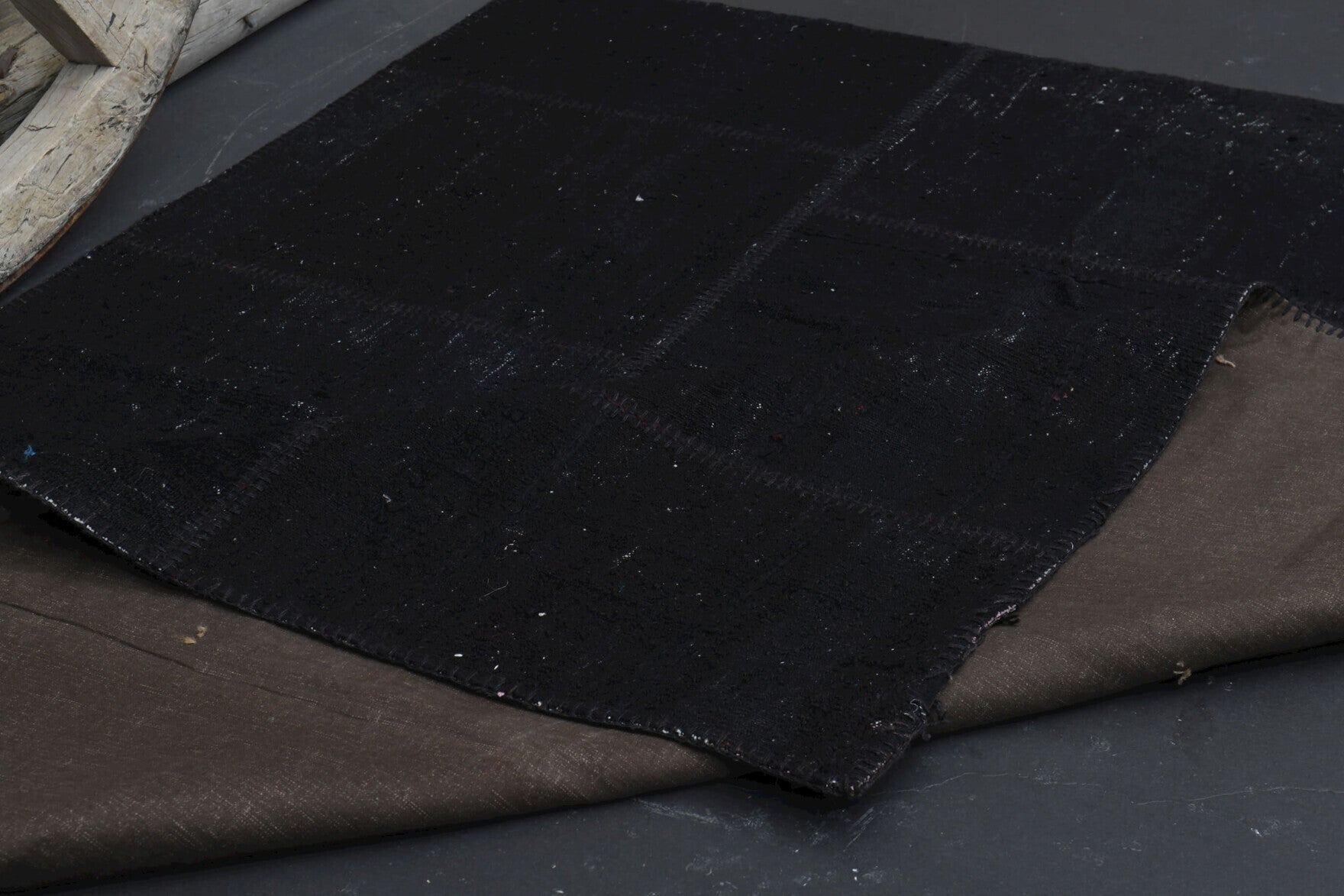 Hand-crafted Anatolian vintage patchwork rug Timorhoe in wool, 1960s