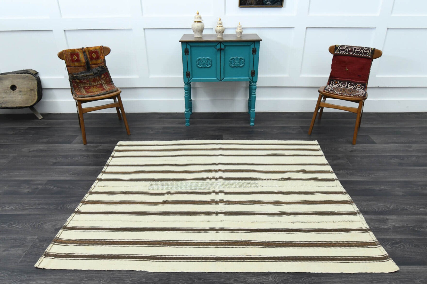 One-of-a-kind 1960s Anatolian vintage kilim rug in wool, 4'11" x 6'4"