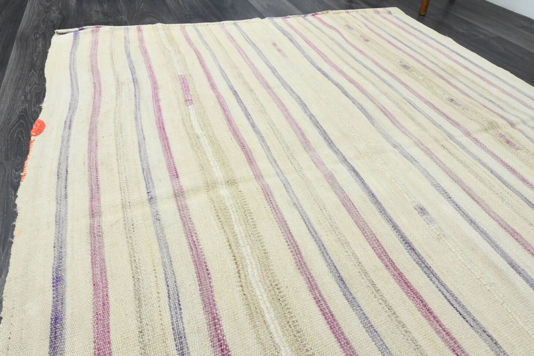 Thisbe kilim: 1960s handwoven flatweave Anatolian kilim with oriental motifs