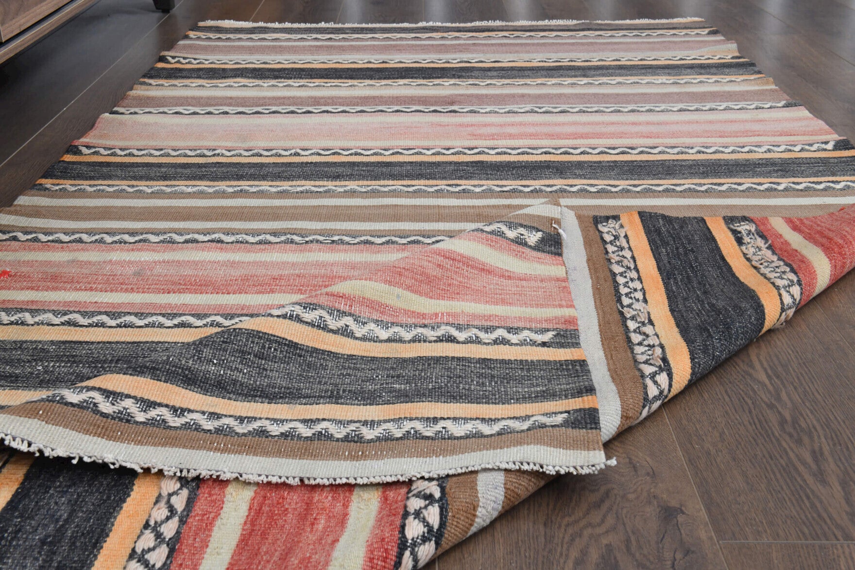 110x202 cm vintage Anatolian kilim rug – Tarabyar, flatweave, wool