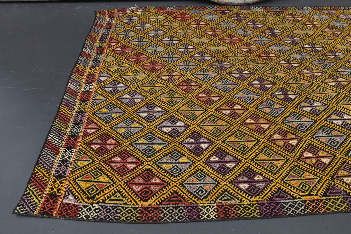 Sosimira kilim: 1960s handwoven flatweave Anatolian kilim with oriental motifs