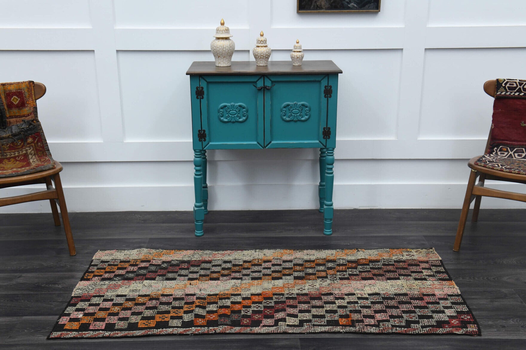 One-of-a-kind 1960s Anatolian vintage kilim rug in wool, 2'8" x 5'8"