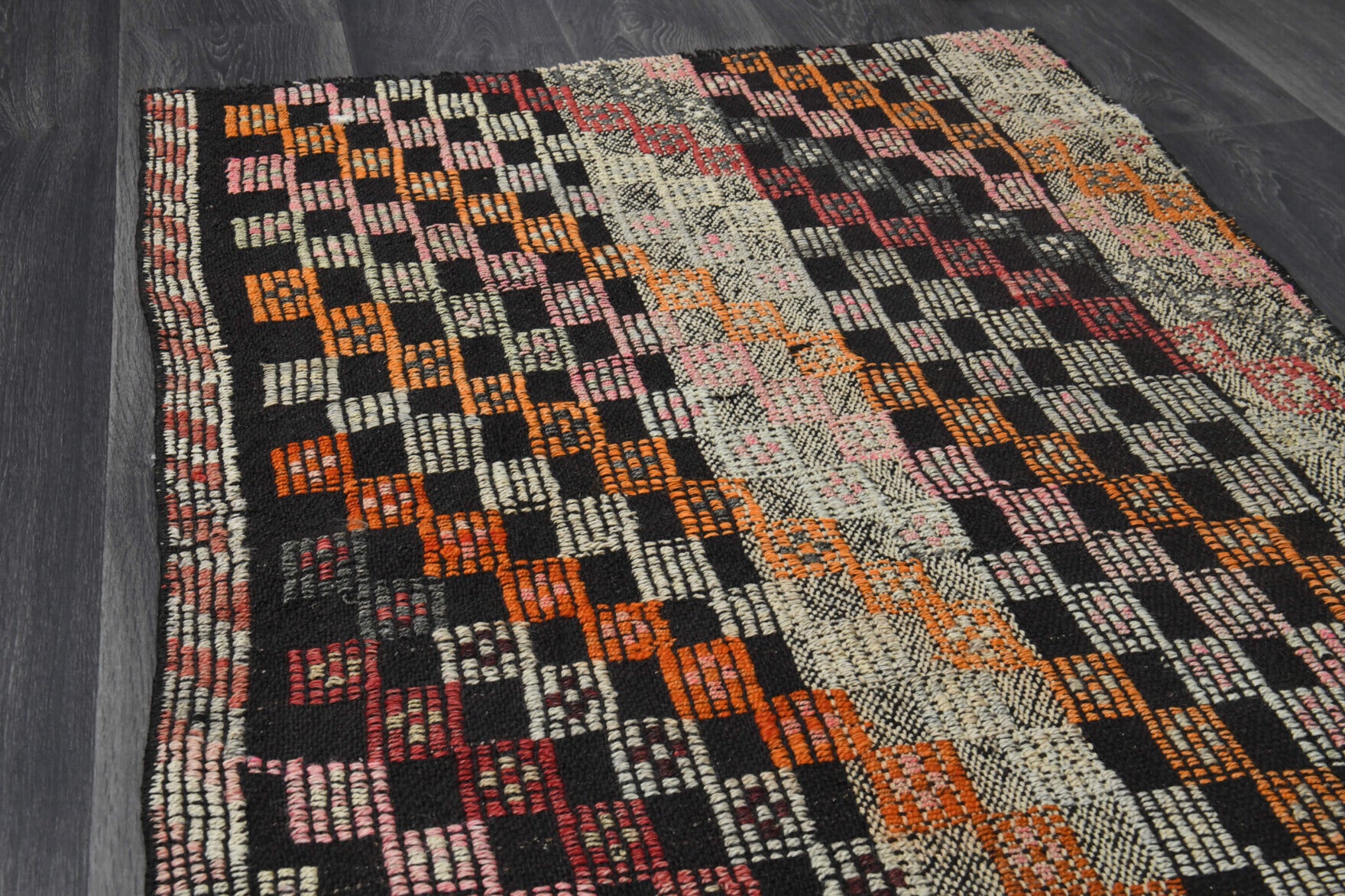 81x172 cm vintage Anatolian kilim rug – Smaragdogena, flatweave, wool
