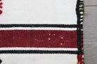 Red Striped White Kilim Area Rug