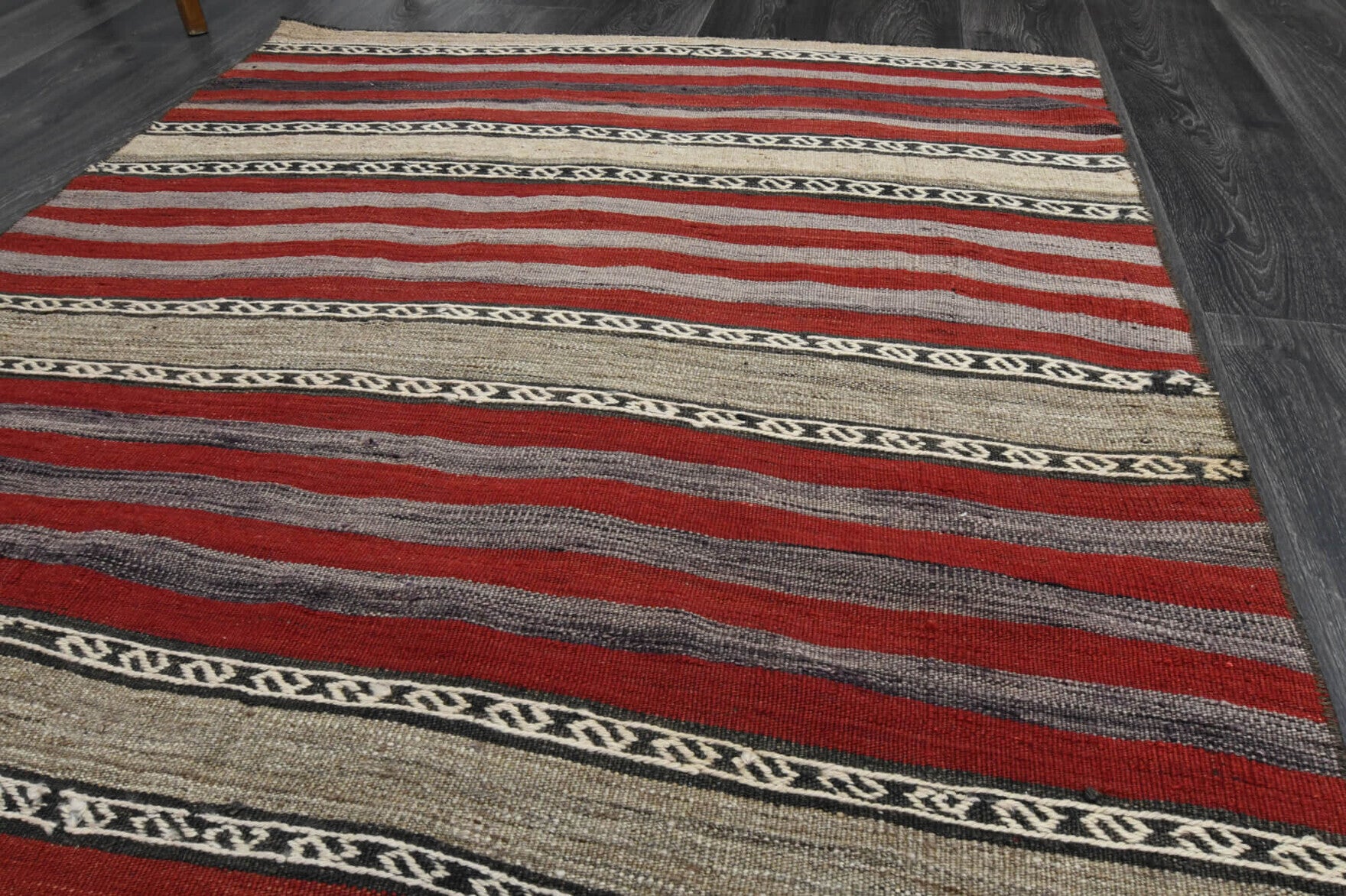 One-of-a-kind 1960s Anatolian vintage kilim rug in wool, 4'1" x 6'9"
