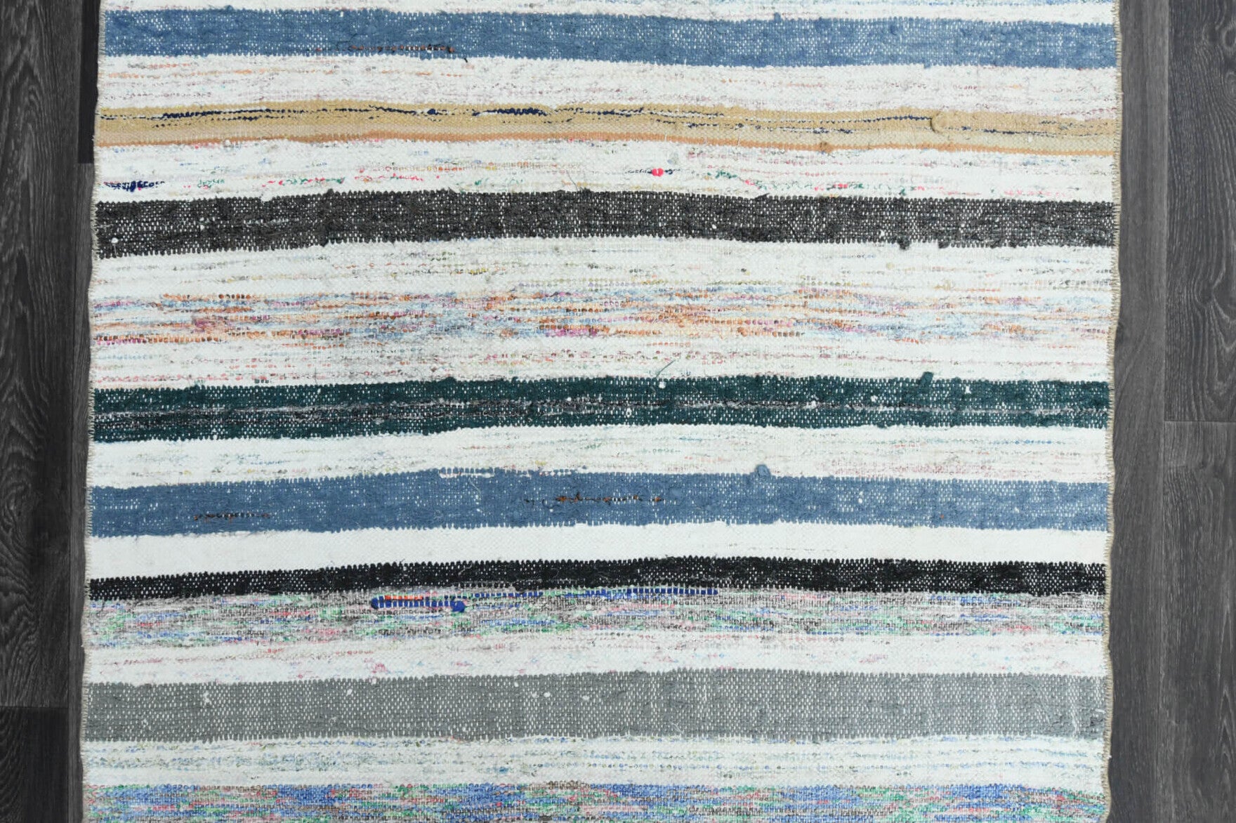Authentic Anatolian vintage kilim runner rug (1960s) with striped design – one-of-a-kind at Fame Rugs