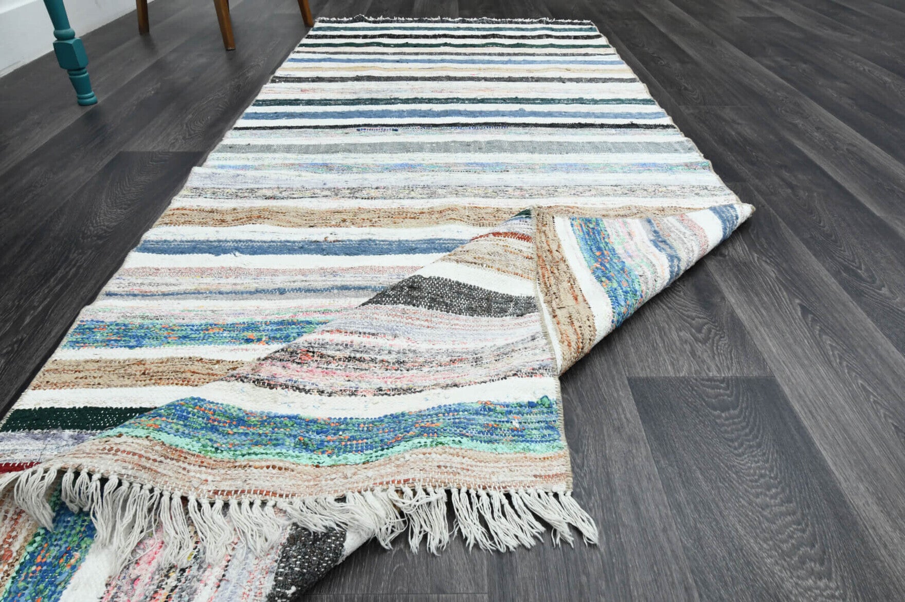 Handwoven flatweave wool runner from Anatolia, Turkey – Handmade Vintage Kilim Runner Rug 3'9" x 9'