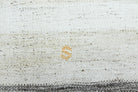 Seherisik kilim: 1960s handwoven flatweave Anatolian kilim with striped motifs