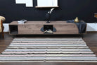 Yesimkusa kilim: 1960s handwoven flatweave Anatolian kilim with striped motifs