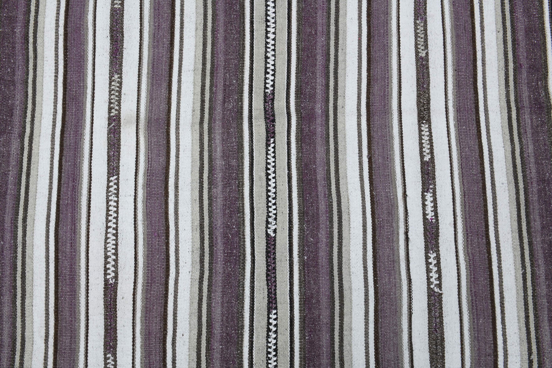 Elmasara kilim: 1960s handwoven flatweave Anatolian kilim with striped motifs