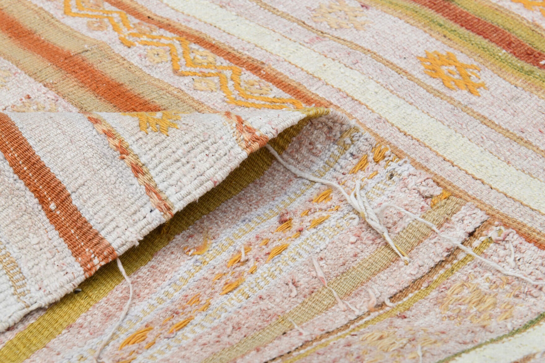 Authentic Anatolian vintage kilim rug (1960s) with striped design – one-of-a-kind at Fame Rugs