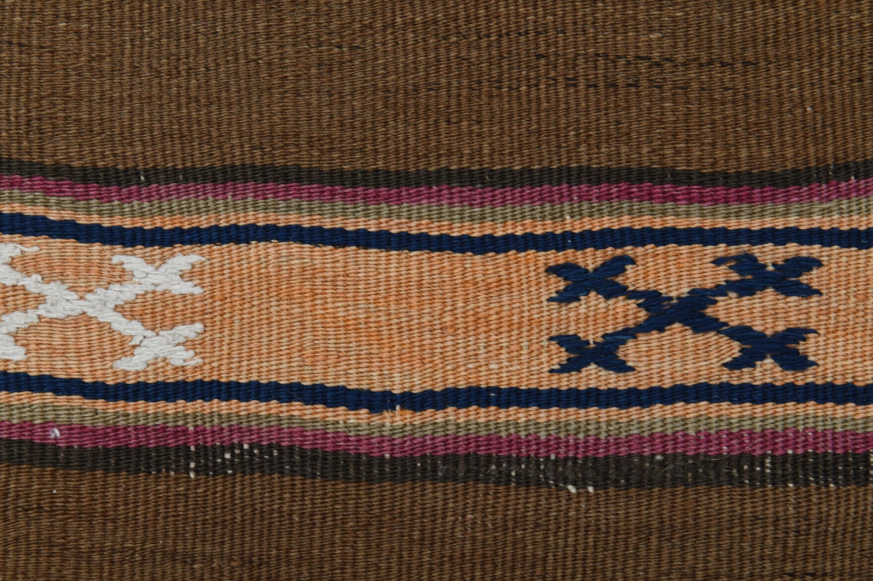 Authentic Anatolian vintage kilim rug (1960s) with striped design – one-of-a-kind at Fame Rugs