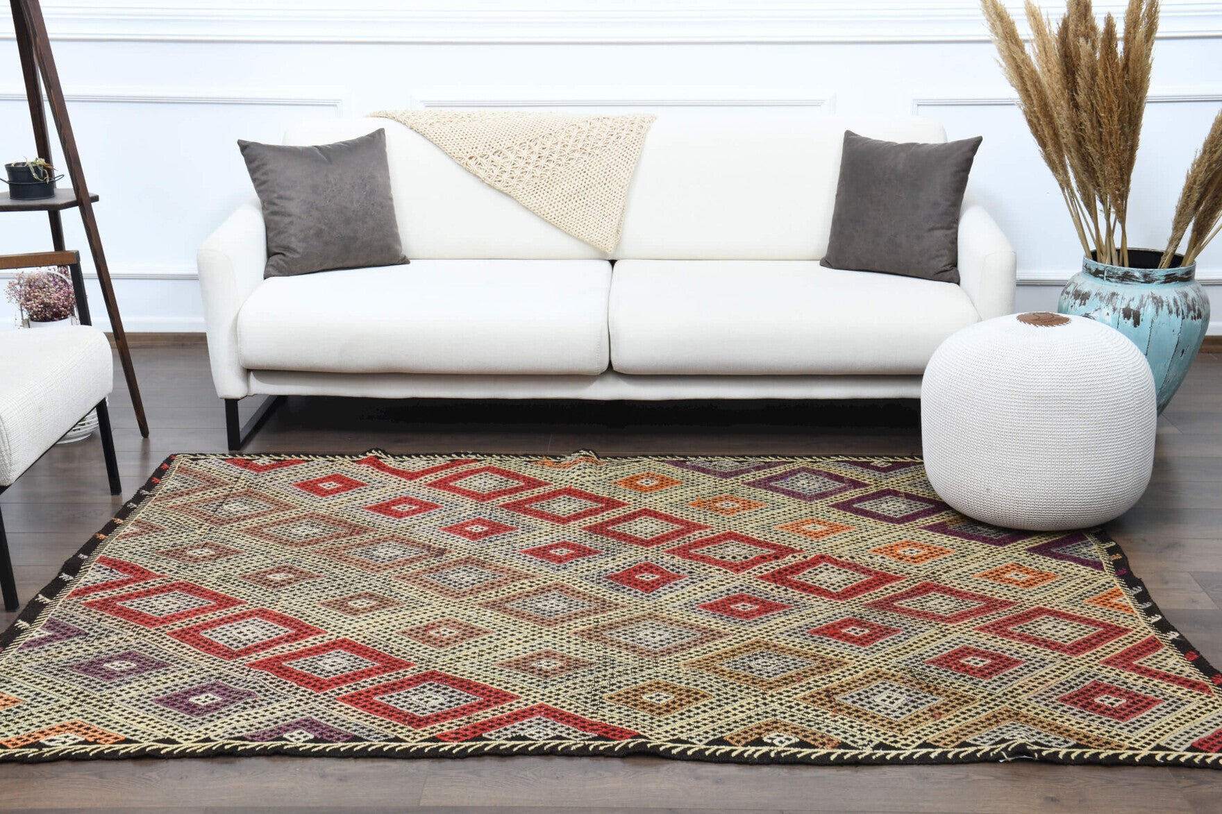 154x230 cm vintage Anatolian kilim rug – Ahusema, flatweave, wool