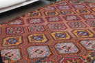 Zerrinter kilim: 1960s handwoven flatweave Anatolian kilim with geometric motifs