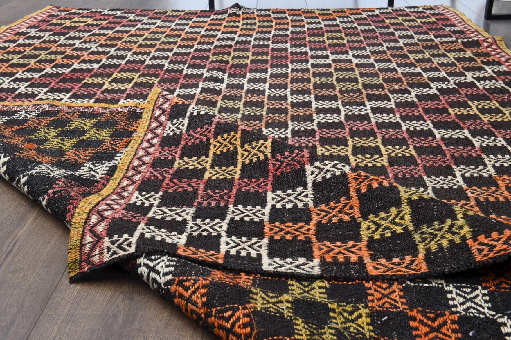 One-of-a-kind 1960s Anatolian vintage kilim rug in wool, 5' x 8'1"