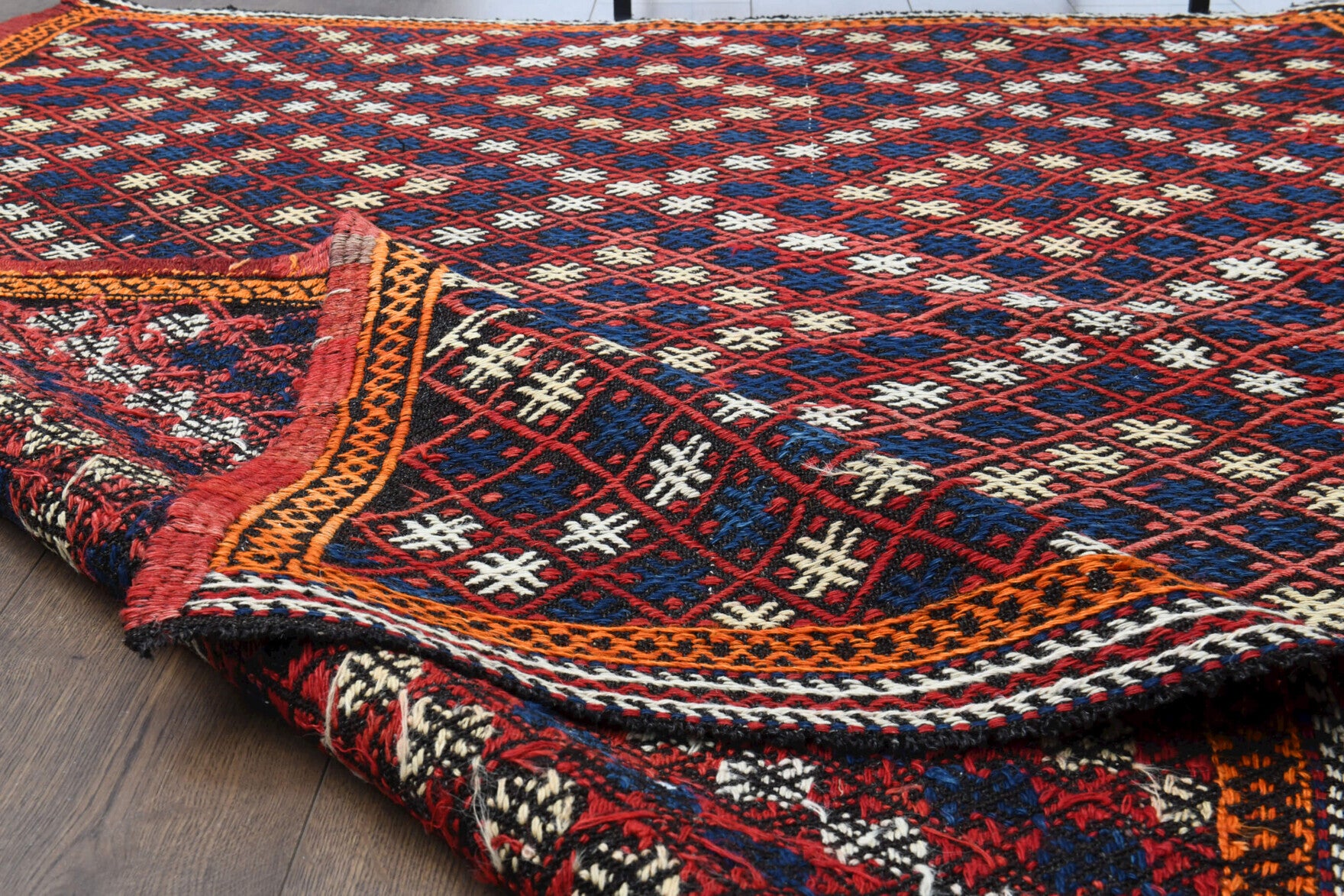 One-of-a-kind 1960s Anatolian vintage kilim rug in wool, 5'3" x 7'