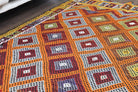 Sunbulyaz kilim: 1960s handwoven flatweave Anatolian kilim with checkered motifs