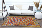 Authentic Anatolian vintage kilim rug (1960s) with checkered design – one-of-a-kind at Fame Rugs