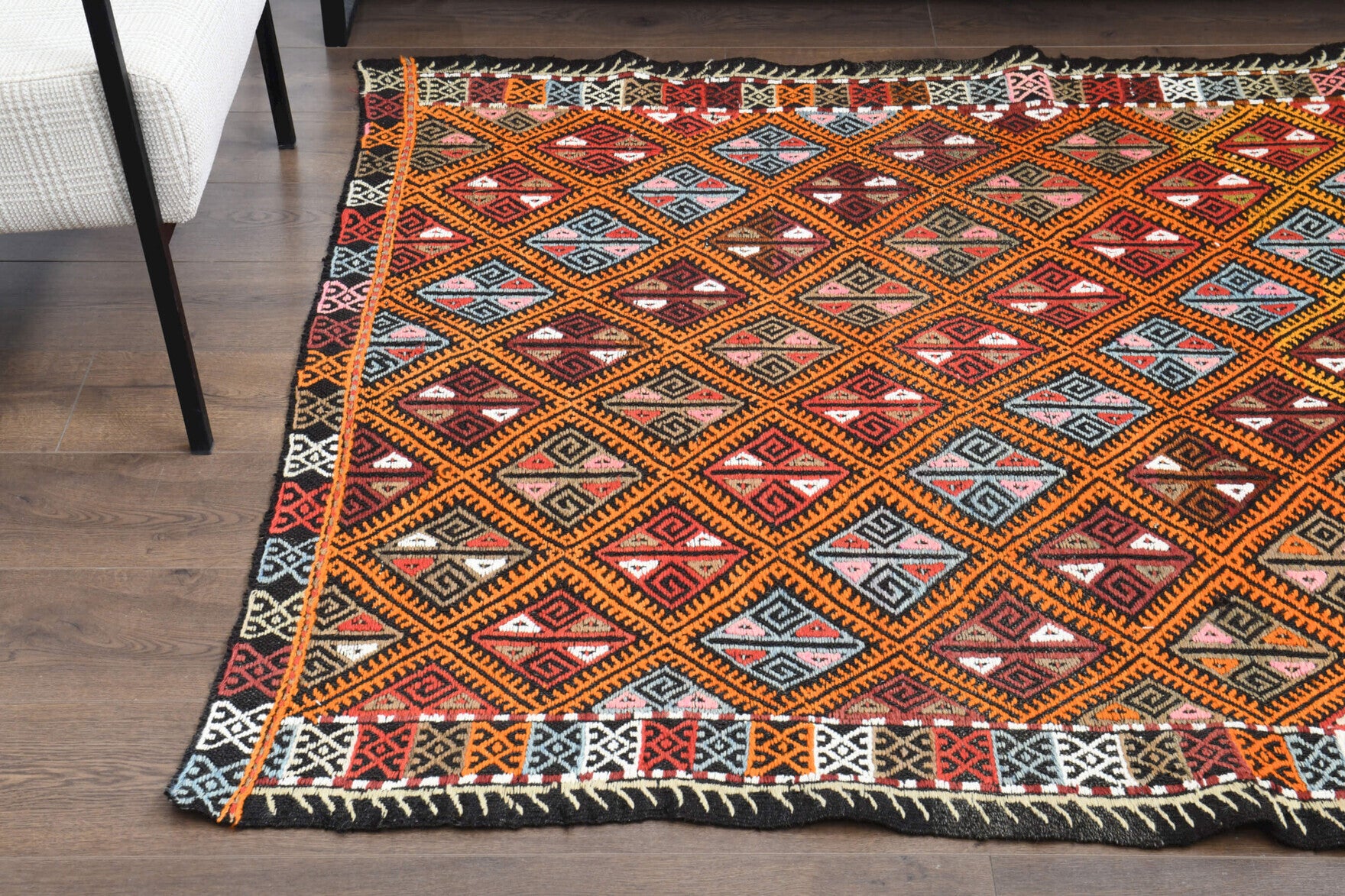 156x185 cm vintage Anatolian kilim rug – Cesme, flatweave, wool
