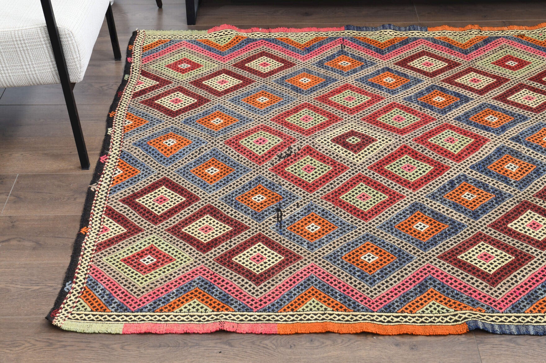 One-of-a-kind 1960s Anatolian vintage kilim rug in wool, 5'3" x 7'10"