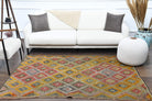 Authentic Anatolian vintage kilim rug (1960s) with ikat design – one-of-a-kind at Fame Rugs