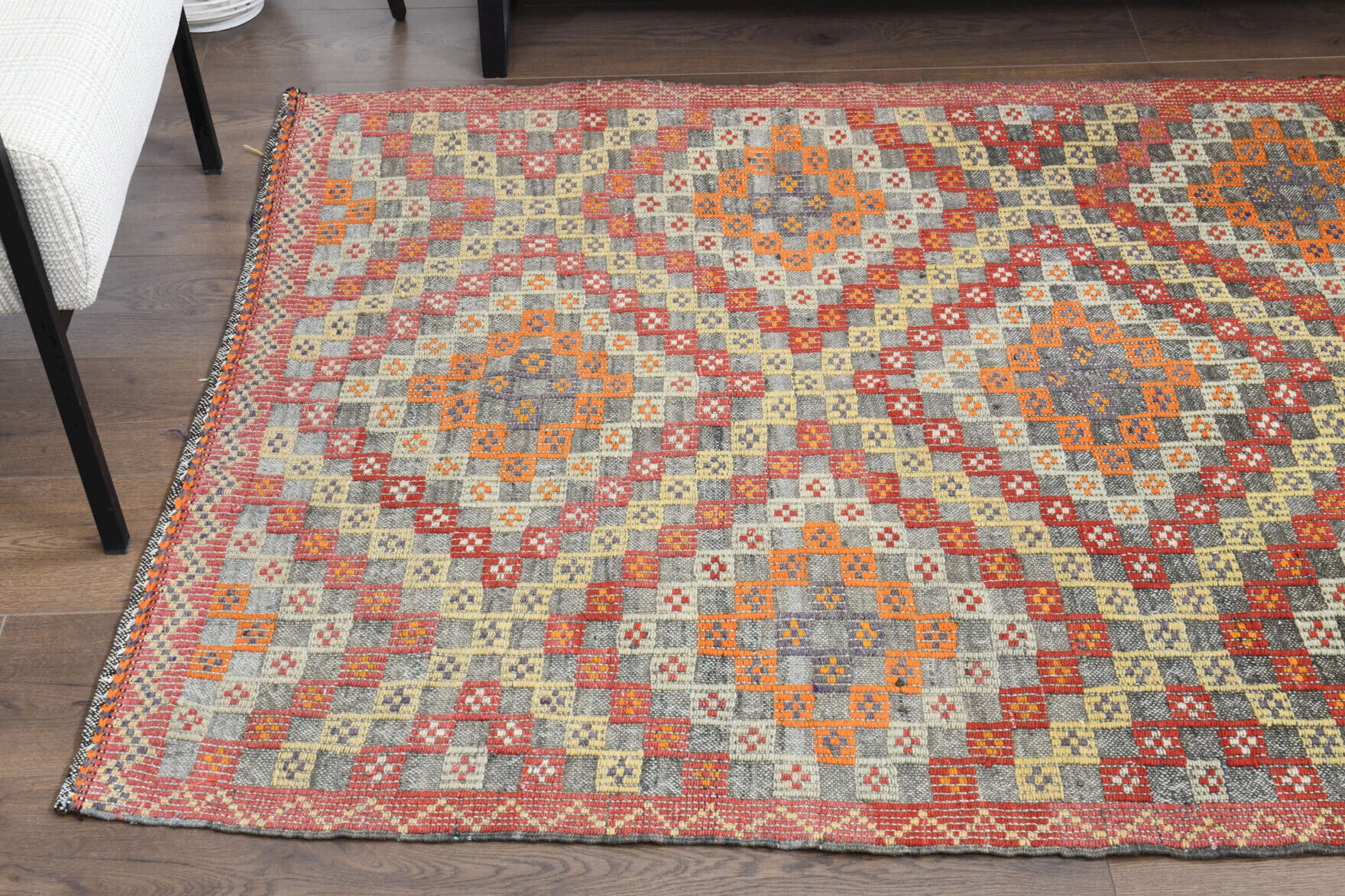 One-of-a-kind 1960s Anatolian vintage kilim rug in wool, 4' x 8'3"