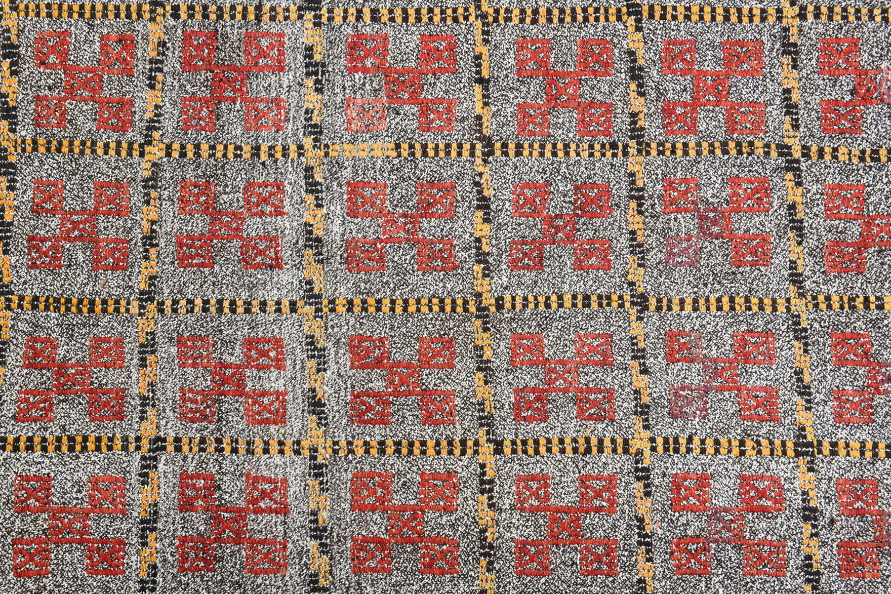 Authentic Anatolian vintage kilim rug (1960s) with ikat design – one-of-a-kind at Fame Rugs