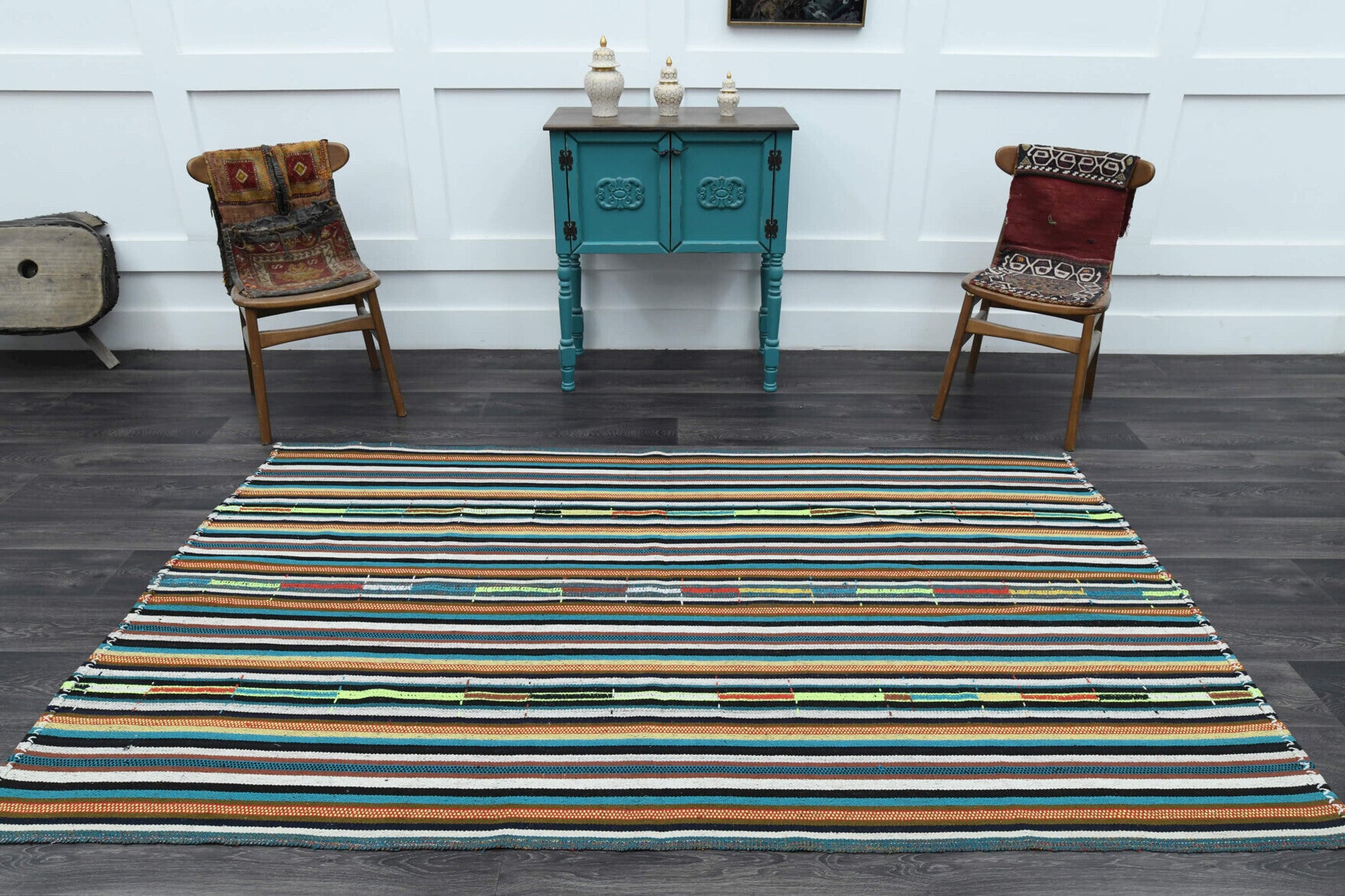 One-of-a-kind 1960s Anatolian vintage kilim rug in wool, 4'11" x 8'2"