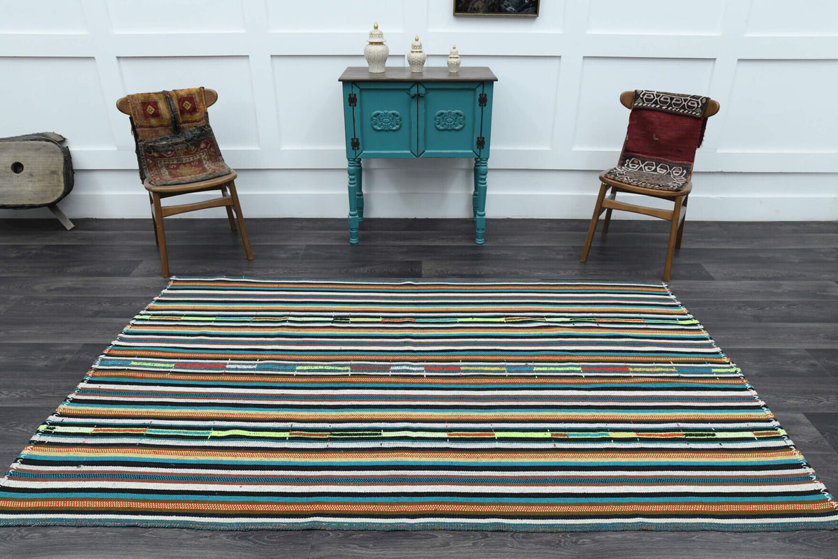 One-of-a-kind 1960s Anatolian vintage kilim rug in wool, 4'11" x 8'2"