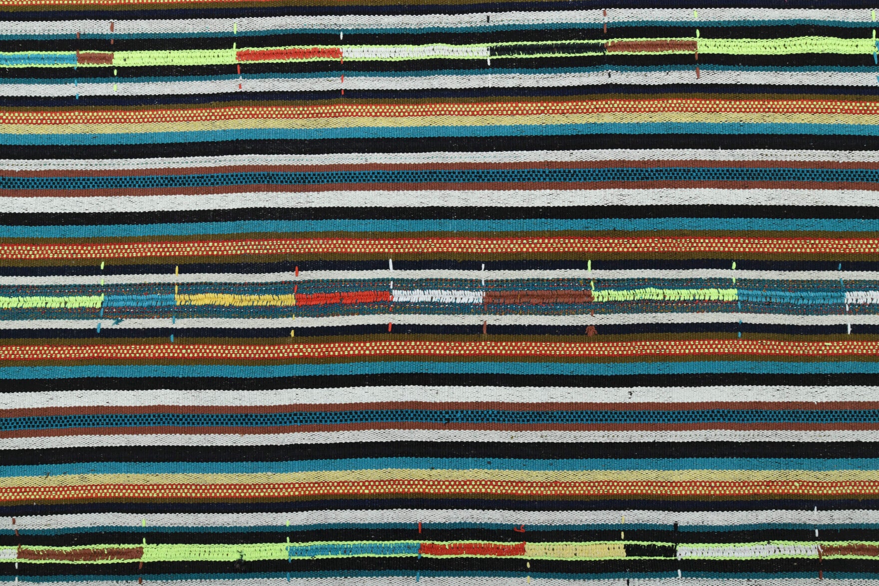 Authentic Anatolian vintage kilim rug (1960s) with striped design – one-of-a-kind at Fame Rugs