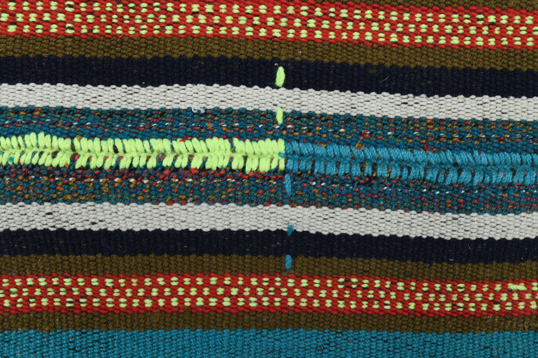 Handwoven flatweave wool kilim from Anatolia, Turkey – Vintage Striped Area Rug 4'11" x 8'2"