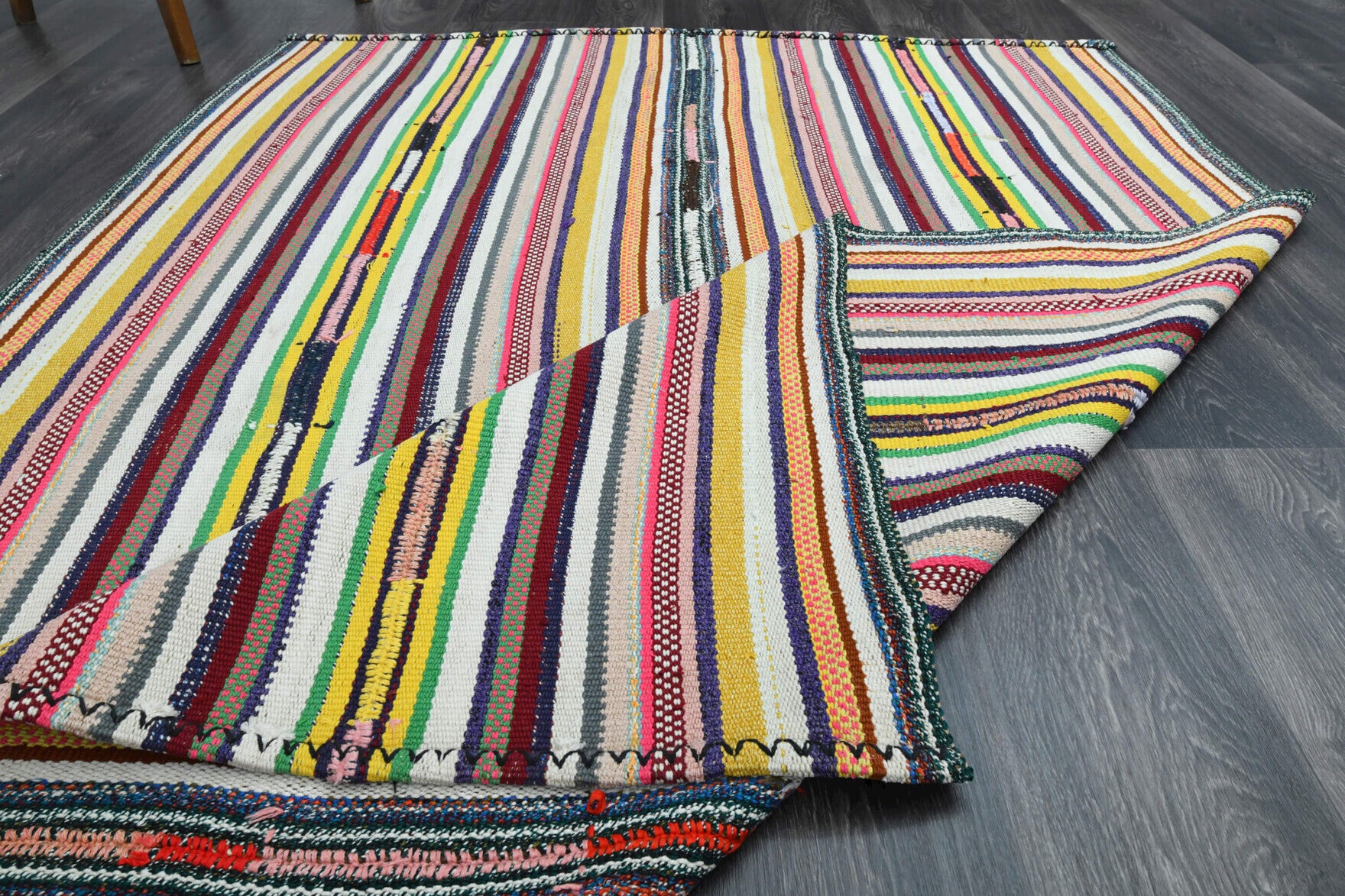 Hand-crafted Anatolian vintage kilim Meltemperi in wool, 1960s