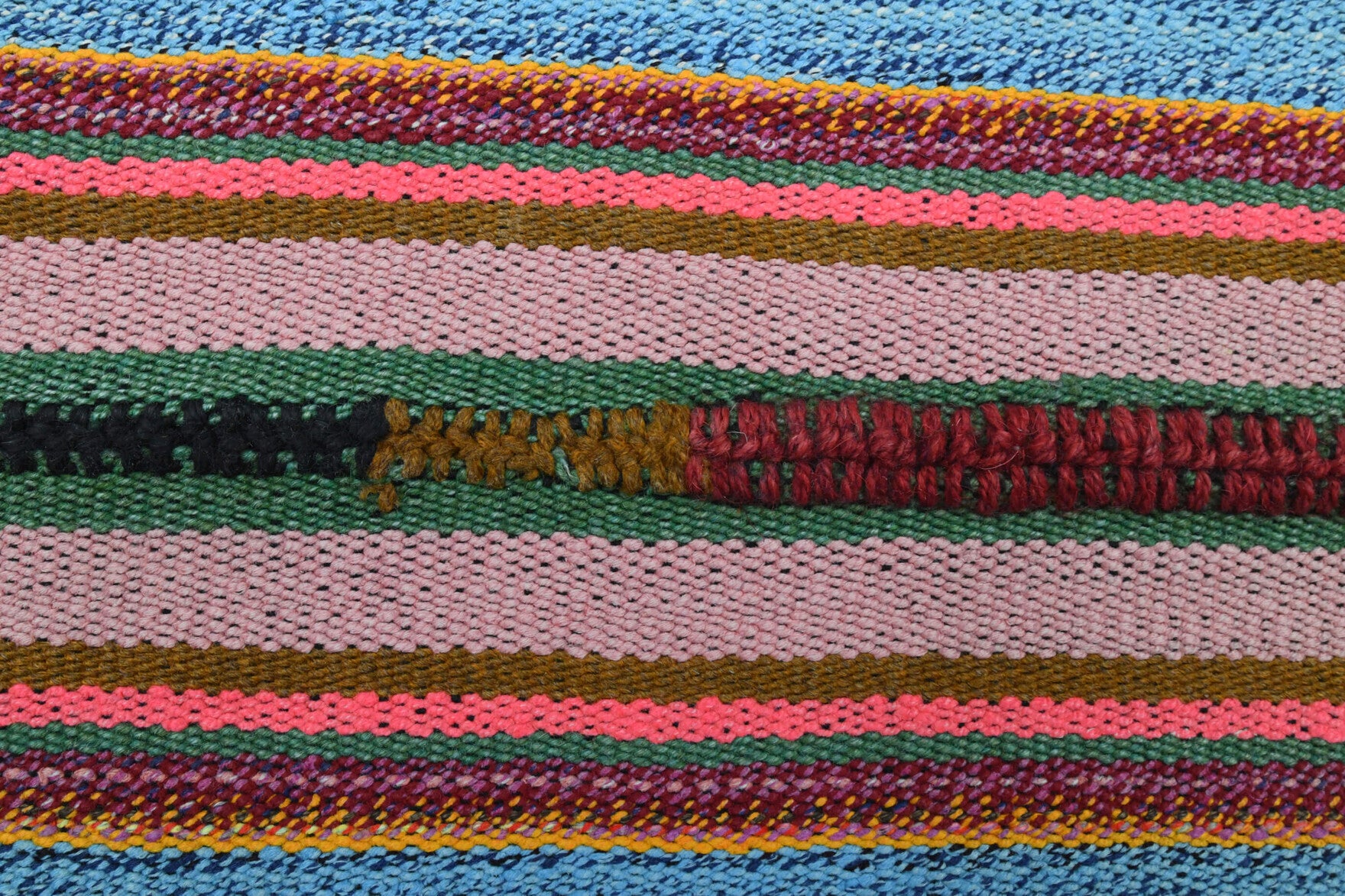 Myrtopetra kilim: 1960s handwoven flatweave Anatolian kilim with striped motifs