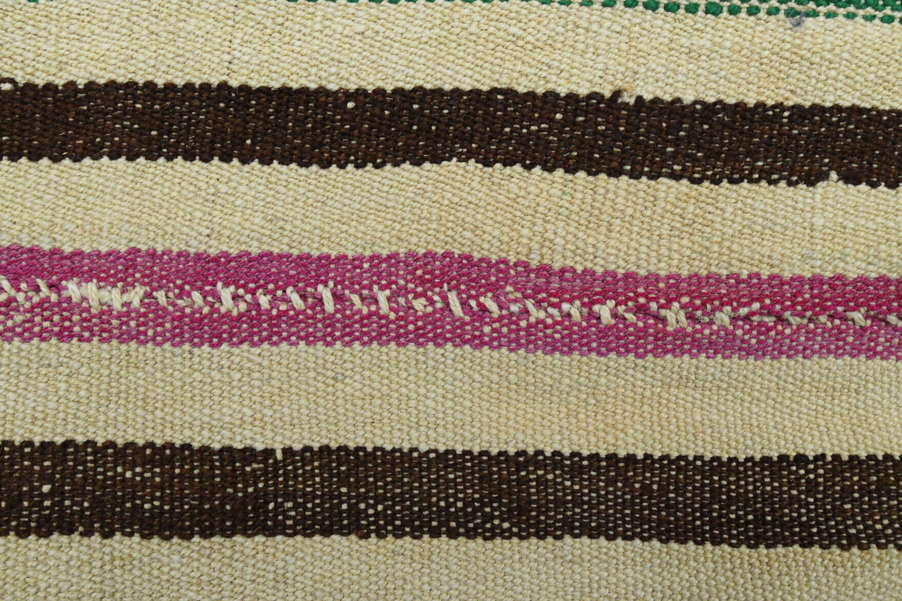 Authentic Anatolian vintage kilim rug (1960s) with striped design – one-of-a-kind at Fame Rugs