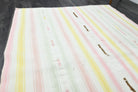 Sakaryanaz kilim: 1960s handwoven flatweave Anatolian kilim with striped motifs