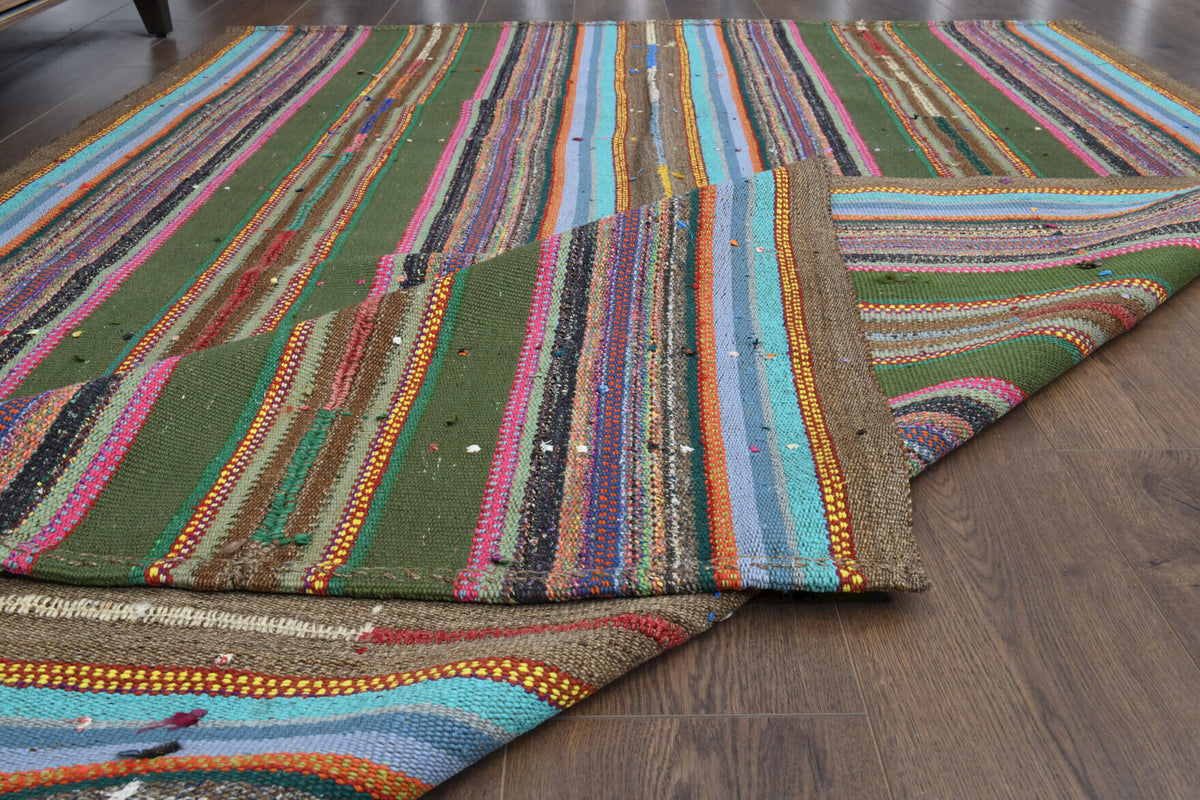 One-of-a-kind 1960s Anatolian vintage kilim rug in wool, 5'5" x 7'10"