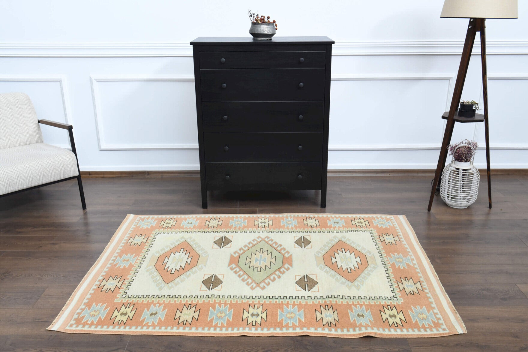 127x186 cm vintage Anatolian area rug – Mehyaz, low pile, wool
