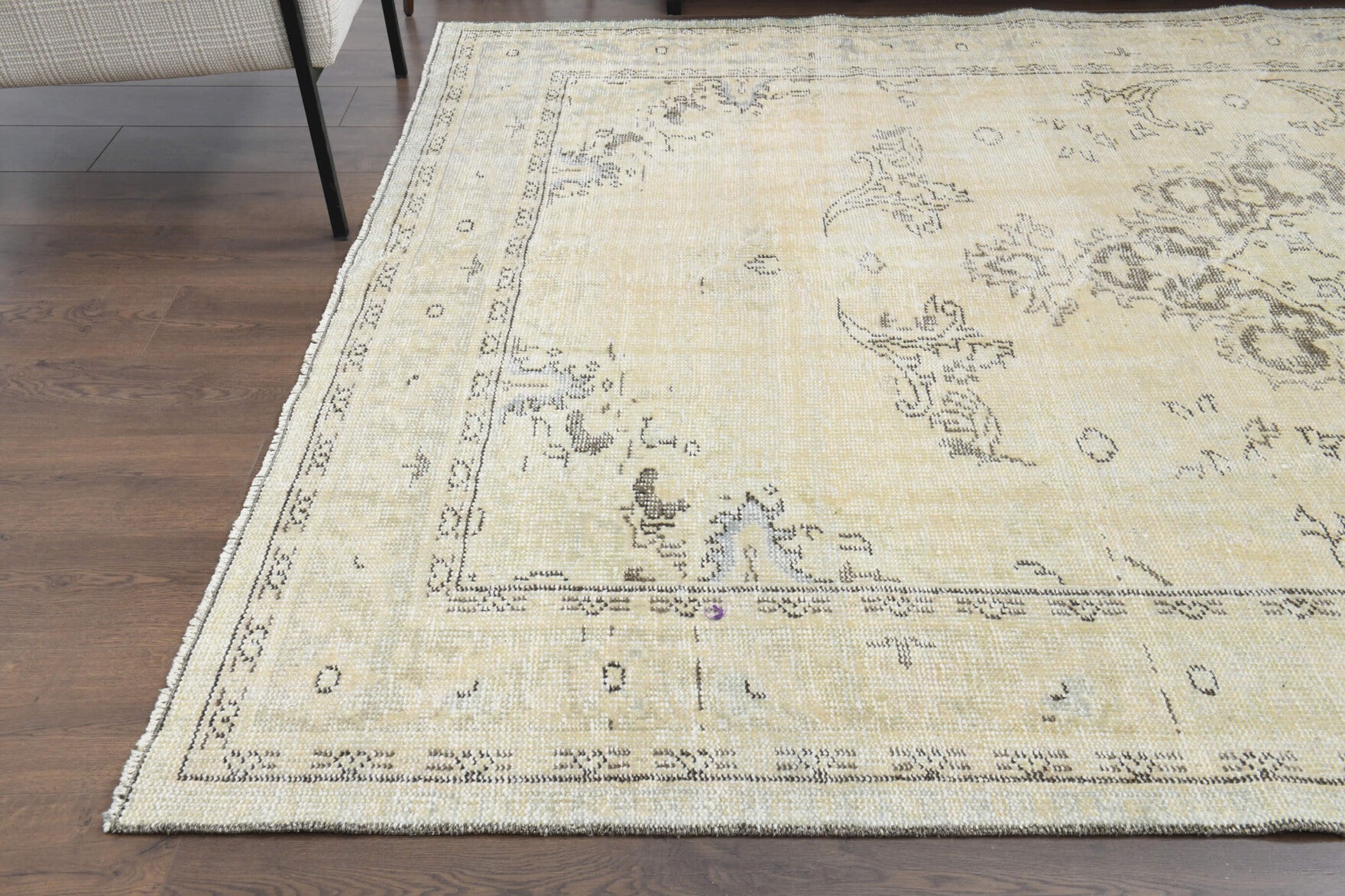 Authentic Anatolian antique washed vintage area rug (1930s) with oriental design – one-of-a-kind at Fame Rugs
